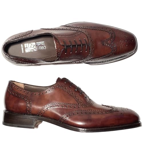 TRAMEZZA Bord Men's Brown Wingtip Brogue Leather Welted Oxford (Salvatore3