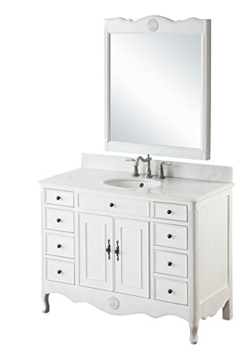 Benton Collection 46.5" Daleville Antique White Bathroom Sink Vanity w/mirror