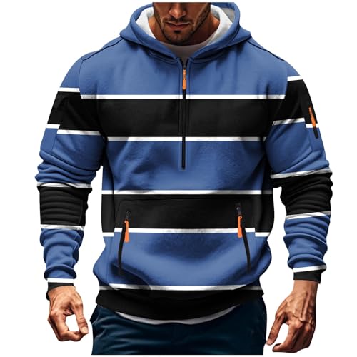 Men's Color Bolck Half Zip Hoodies Pullover Workout Tactical Sweatshirt Stylish Streetswear with Zipper Pockets2