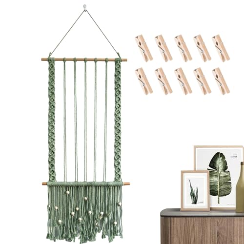 Pêle-mêle macramé suspendu bohème avec pinces bois - 7