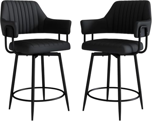 Set of 2 Modern Swivel Bar Stools, 30'' Counter Height
