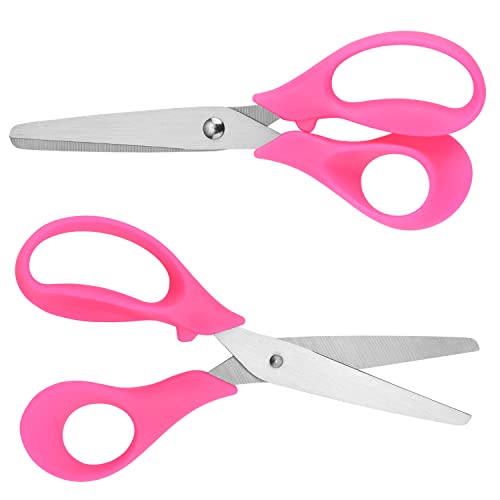 Left Handed Scissors Kids,5" Left Handed Kids Craft Scissors Ages 3+ Stainless Steel Soft Comfort-Grip Handles Blunt Lefty Safety School Scissors For Classroom Home Household 3 Pack #TOP4