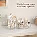 Makeup Organizer Countertop for Vanity, Rotating Perfume Tray with 5-compartment Cosmetic and Skincare Organizers, Multi-Purpose Desk Storage Makeup Brush Holder for Bathroom Bedroom Counter