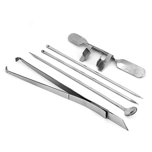 KIMISS Kit de Herramienta de Cuchillo de Capon de Acero Inoxidable de 5 Piezas - Instrumento Veterinario de Poultry Farms para Castración de Pollo