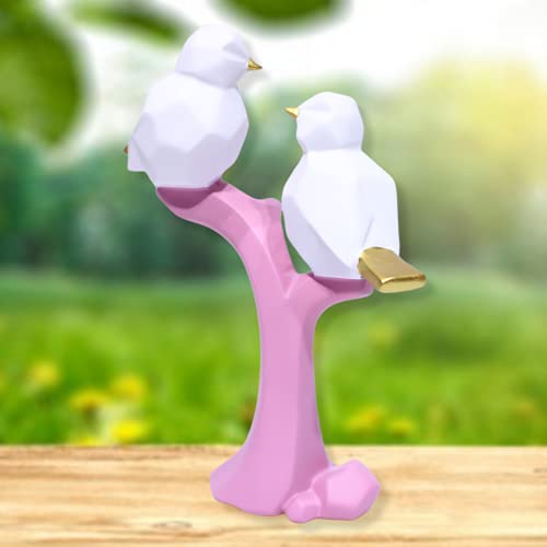 Image of AUGEN Polyresin Birds Pink Idol Statue Showpiece for Home Decor Decoration and Gifting (1 Piece, 9816E)