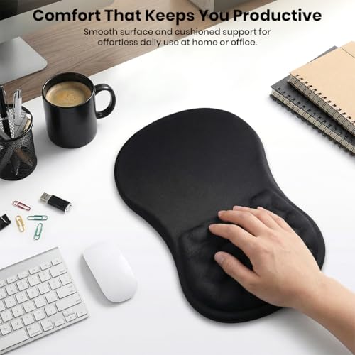 Image of Mouse Pad Wrist Support with Massage Design, Ergonomic Mouse Mat, Memory Foam, Anti-Slip PU Base, Cushion Mousepad Wrist Rest Pain Relief for Laptop, Computer, Gaming Mouse Pads (12x8inch)