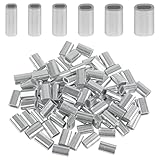 JSHANMEI Fishing Line Crimp Sleeves 100pcs Aluminum Single Barrel Crimp Sleeves Oval Crimping Loop Sleeve Fishing Leaders Rigging Tackle Wire Rope Cable Line Tube Connectors Inside Dia. 1.2mm