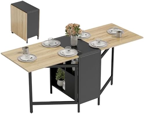 HOMCOM Mesa Plegable de Comedor, Mesa de Cocina Plegable, con Ala...