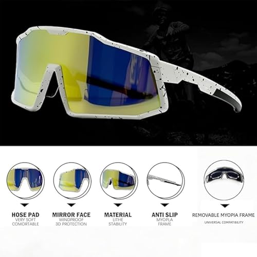 ActHose Cycling Running Sunglasses Polarized Sports Sunglass TR90 Hiking Baseball Softball Glasses UV400 Protection for Men Women White Frame Gold Lenses — view 4