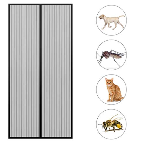Preisvergleich Produktbild GOUDU Fliegengitter TüR Magnet Magnet Fliegengitter Tür Insektenschutz Insektenschutz Klettverschluss für Balkontür Wohnzimmer Terrassentür - Black A 120x205cm(47x81inch)