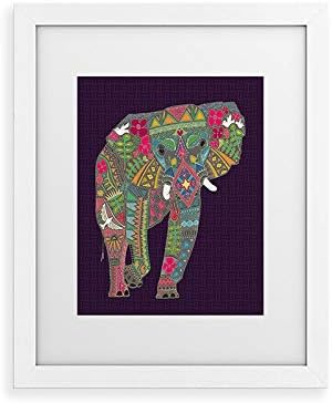 Deny Designs Shanon Turner Framed Art Print, White Classic (8" x 10"), Painted Elephant Purple