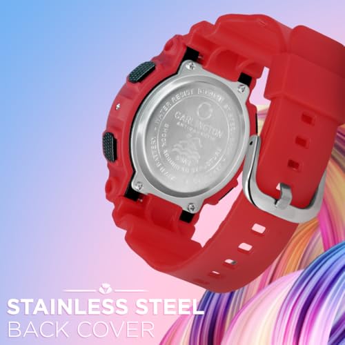 Image of Carlington Kids Digital Watch for Boys and Girls Age 3 to 14 Years Multicoloured Band with Alarm and Date Display - 9121