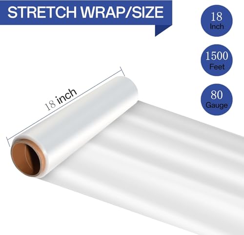 Shrink Wrap Rolls, Stretch Wrap 18in x 1500ft, Heavy Duty Pallet Wrap 4 Pack by Hiflycord - Image 2
