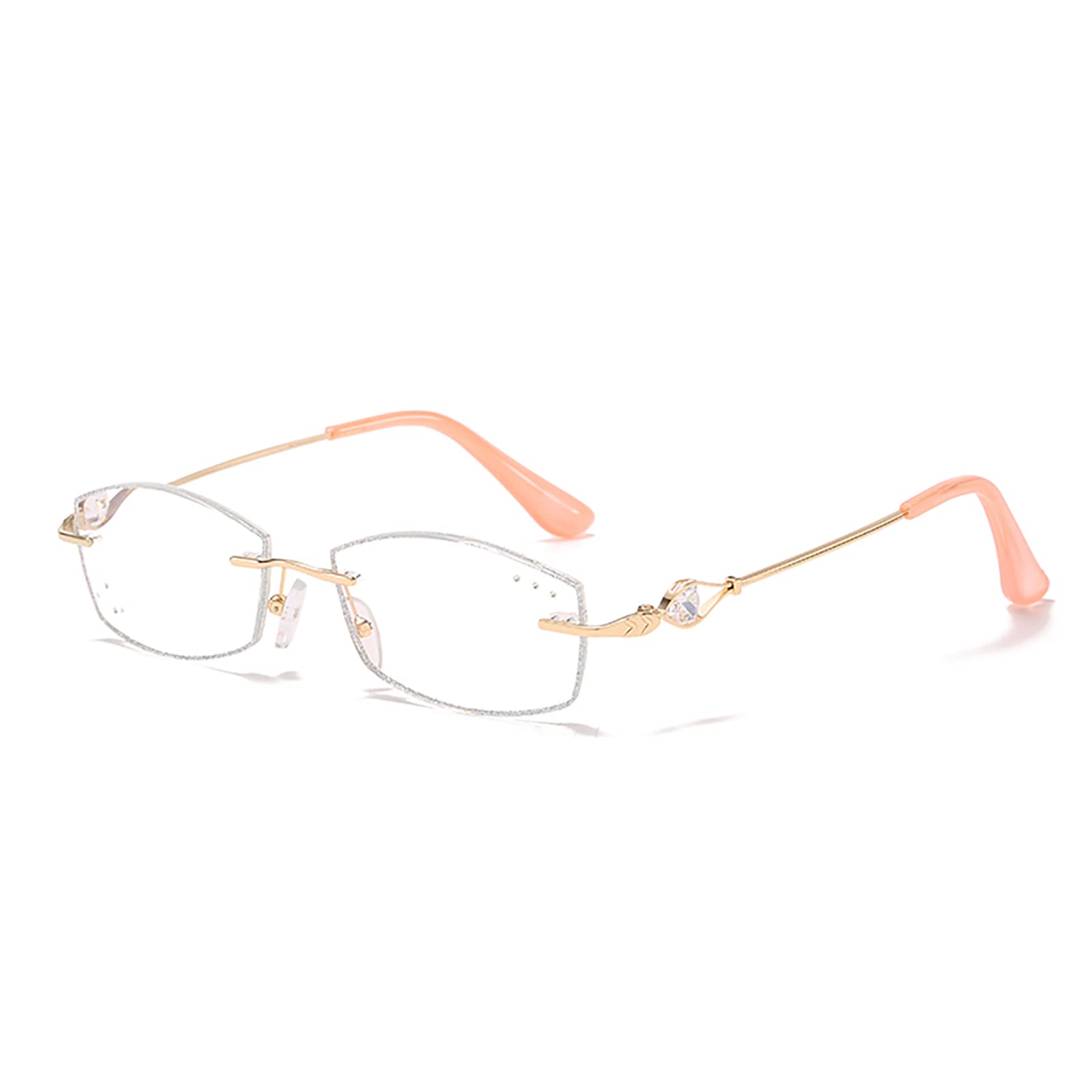 Blaulichtblockierende Lesebrille, Ultraleichte, Rahmenlose Anti-Ermüdungs-Lesebrille Für Damen, Ideal Zum Lesen Arbeiten Einkaufen(Size:+1.50,Color:Silber)