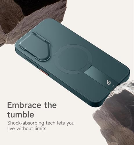 Image of SURITCH for Samsung Galaxy S24 FE Phone Case, Magnetic Protective Cover with Camera Cover & Adjustable Metal Kickstand for Galaxy S24 FE -Lake Green