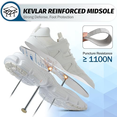 Image of Breathable Steel Toe Sneakers for Women Lightweight Puncture Proof Work Shoes Non Slip Safety Tennis Shoes Comfortable for Construction Industrial Warehouse