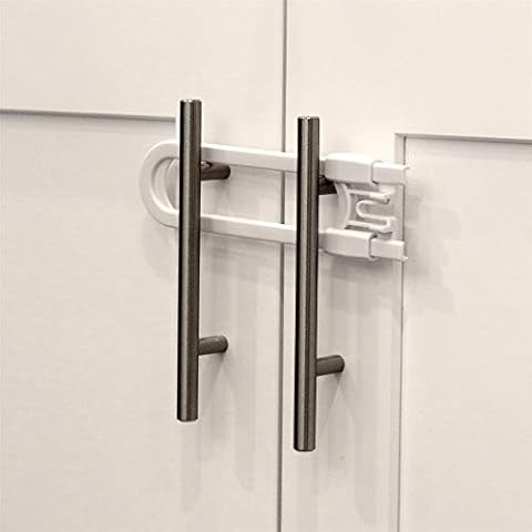 Child Safety Sliding Cupboard & Cabinet Locks (8 Pack) - Baby Proof Knobs, Handles, Doors - U Shape Sliding Safety Latch Lock - Jool Baby Cover