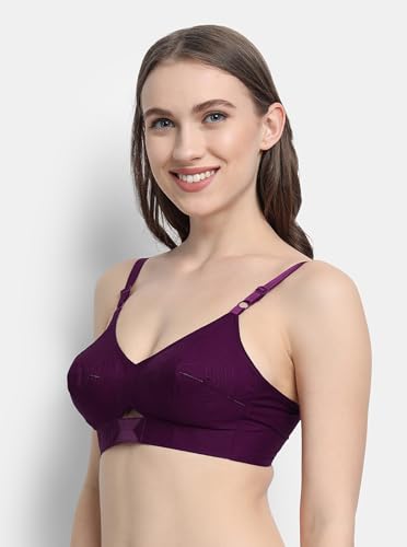 Image of VSTAR Queen U Black CLR Soft Cotton Bra for Women | Wirefree, Single Layered Seamed Cups | Adjustable Straps | Comfy Non Padded Bra 32 | Cool Grey