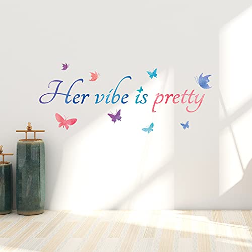 Bixzegg Her Vibe Is Pretty Wall Sticker Decor Vivid Butterflies Wall Art Decal Inspirational Quotes Positive Wall Decal Sticker For Women Teen Girls Living Room Bedroom Office Dorm Decoration #TOP1