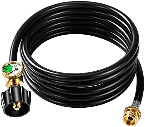 Suppmen Propane Tank Adapter Hose with Propane Tank Gauge 12 Feet QCC1/Type1 Tank Connect to 1lb to 20lb Ta…