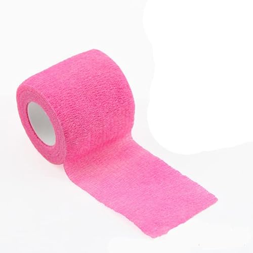 JOYDREAMDESIGN Rotolo 4,8 m Colorato Sport Fasciatura Elastica Nastro Avvolgente Per Ginocchiere Dito Caviglia Palmo Spalla-Rosa brillante, 5 cm X 4,8 m
