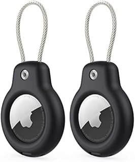 SPGUARD Kompatibel mit Apple AirTag Anhänger Secure Halter mit Kabel, 2er Pack Air Tag Lock Case Schlüsselanhänger Schlüsselring Hülle Gepäckanhänger für Schlüssel, Gepäck & mehr