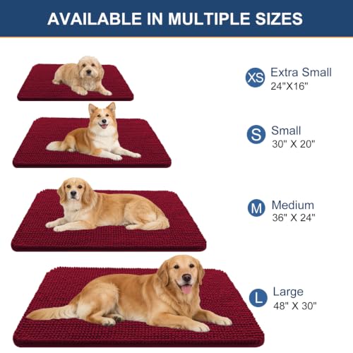 Image of OLANLY Dog Door Mat for Muddy Paws 40x32, Absorbent Chenille Mud Doormat