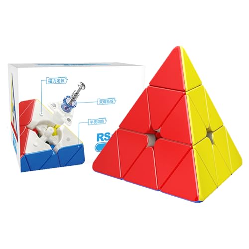 Moyu RS Pyraminx Cube - Puzzle magnético de pirámide sin pegatinas, cubo mágico, fácil de girar y alisar, cubo triángulo profesional (versión magnética)