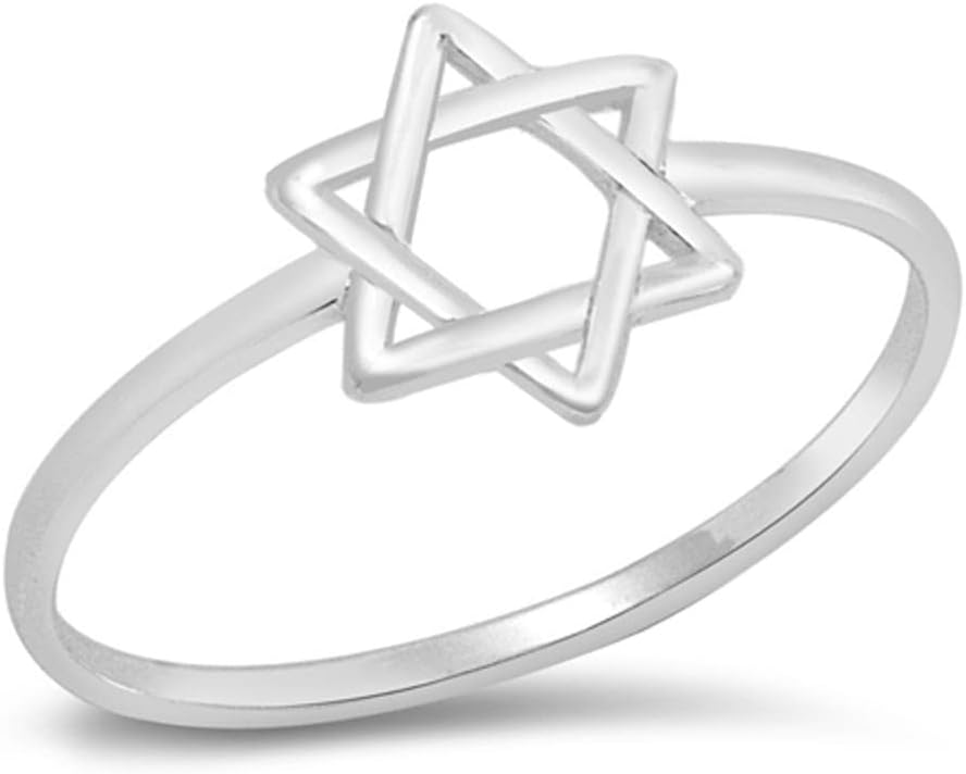 Sac SilverStar of David Religious Unique Ring New .925 Sterling Silver Band Sizes 2-13