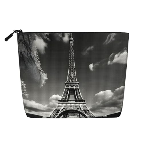 Paris Eiffel Tower Printed Reusable Cosmetic Bag â€“ Travel Toiletry Organizer, Zipper Pouch for Makeup Accessories, Paris Eiffel Tower and Cloud, One Size