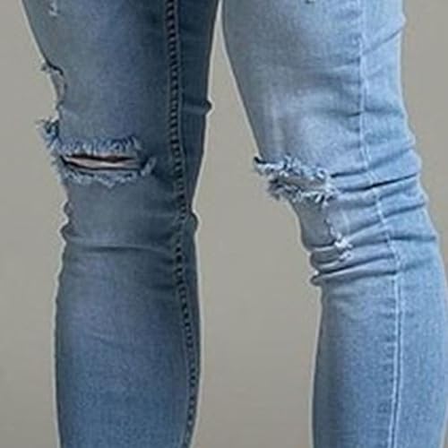 DGHM-JLMY Ripped Jeans for Men Skinny Stretch Denim Pants Distressed Slim Trousers Destroy Holes Fashion Biker Pant3