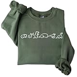 FAITHWALLART Embroidered Dinosaurs Sweatshirt, Dino Family Crewneck, Cute Dinosaurs, Saurus Sweatshirt, Dinosaurs lover Gift, Dinosaurs crewneck, Gift For Birthday, Mothers Day, Christmas