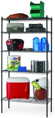 Hyper Tough 5 Tier Wire Shelving Rack, Black, 41cm Dx 36"Wx 72"H