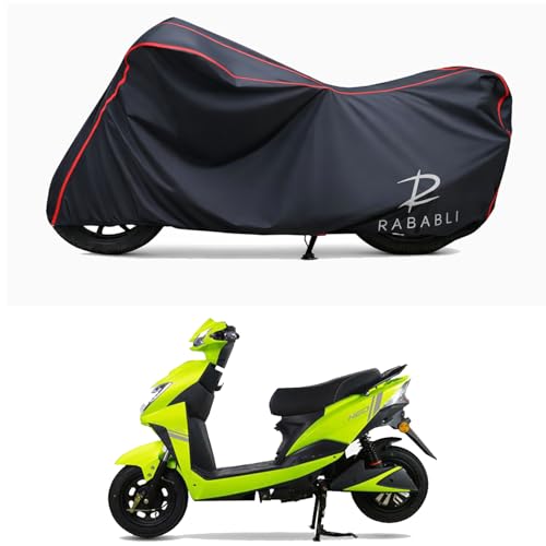 Image of Waterproof Bike Body Cover Compatible for | Techo Electra Neo STD | Taffeta Fabric, Red Piping Design, Bottom Elastic Fit | Dustproof, Sun UV & Rain Protection for All Bikes
