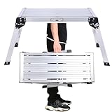 30' Extra Large Aluminium Work Platform, Folding Drywall Stool Bench with Non-Slip Feet, Portable Step Ladder with Handle for Ceiling Cleaning, Painting, Car Washing, Decorating, Max Load 330 Lb