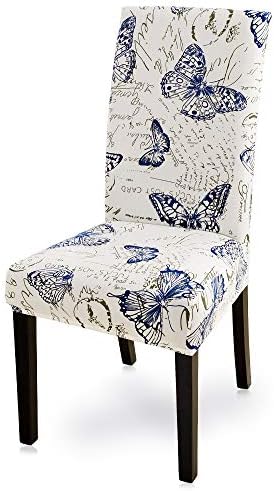 SearchI Dining Chair Covers, Set of 6 Stretch Removable Washable Chair Slipcovers,Chairs Protective Cover for Dining Room Kitchen Living Room Home Decor(Black&White,6 Pack)