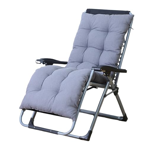 Mateju Cuscini per Sedia Sdraio da Giardino Cuscino Imbottito per Lettino Prendisole Morbido Antiscivolo Materasso Sdraio Esterno per Giardino Panchina Balcone Patio (Grigio scuro,55x120x8cm)