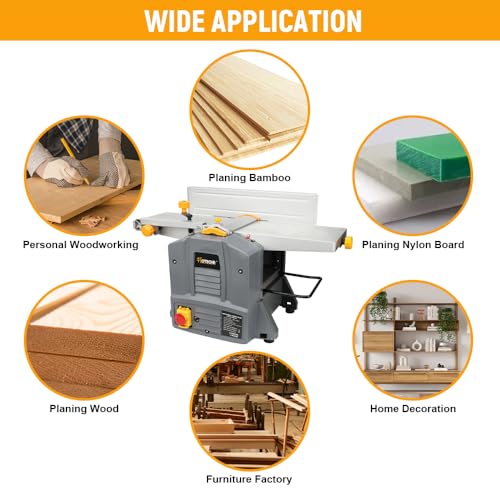 Hoteche 204mm Abricht- und Dickenhobel, 1500W Holzbearbeitungsmaschine mit 9000U/min, Braun Karton Verpackung