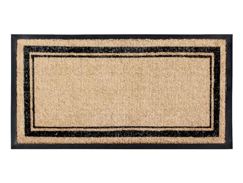 A1HC Natural Coir and Rubber Doormat for Outside Entrance, 24" x 48", Heavy Duty, Thin-Profile, Durable Large Front Door Mat, Non-Slip, High Traffic Area Doormat
