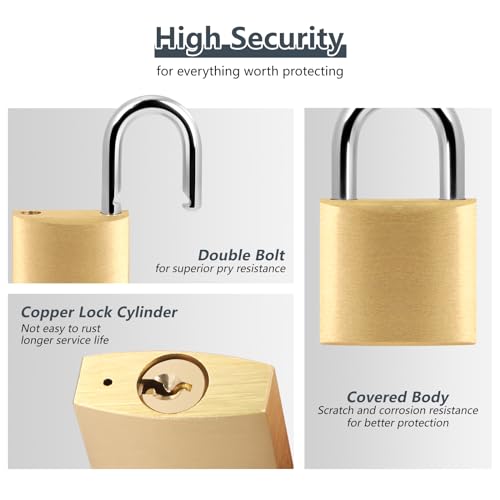 Image of 4 Pack Small Padlock with 4 Same Keys Thicken Locker Lock 1.18inch 30mm Small Solid Brass Padlock Weatherproof for Gym Case Backpack Luggage Hasp Storage