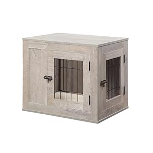 unipaws 25.5 Inch Furniture Style Dog Crate for Small Dogs, Cats, Min Pigs, Rabbit, Indoor Aesthetic Puppy Kennel, Modern Decorative Wood Wire Pet House Cage, Pretty Cute End Side Table, Grey