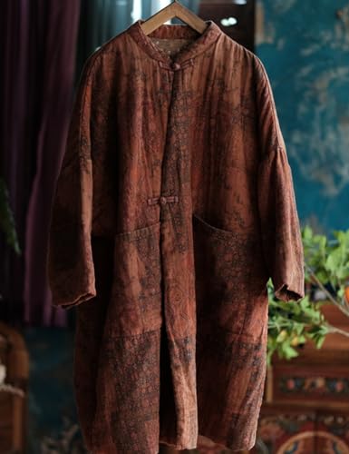 NFYM Red Brown Floral Quilted Jacket for Women – The Perfect Cozy Kimono Coat with Pockets - Image 7