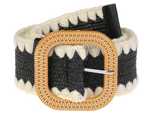 Women's Plus Size Straw Woven Belt Elastic Stretch Wide Waist Belt Boho Braided Belts for Dress