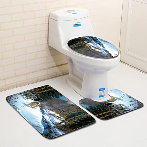 Badematten Set 3 teilig,Toilettenmatte Set,3er Badgarnitur Badezimmer Matte Set Dusch Bade Matte Vorleger Teppich 3D…