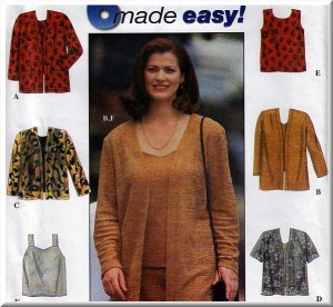 Patron Simplicity 8431 cardigan débardeur camisole femmes grande taille 18W-24W