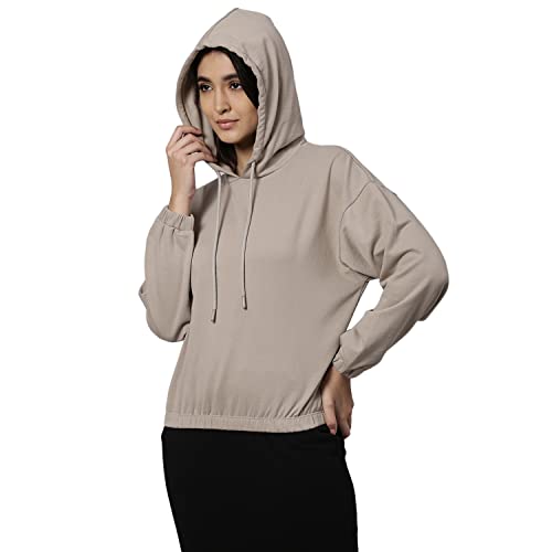 Image of HIGH Star Women's Fleece Solid Hooded Neck Sweatshirt
