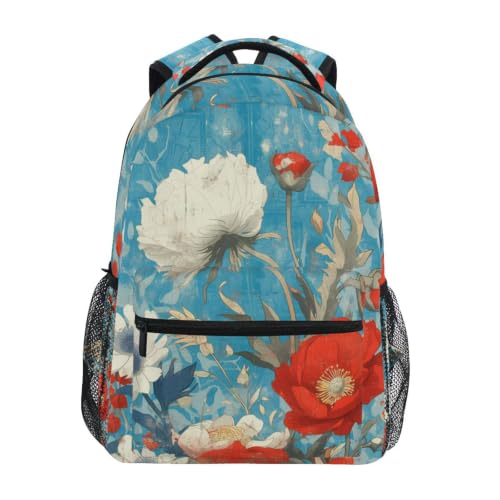 Sac à dos scolaire esthétique fleurs aquarelle pour étudiants raffinés