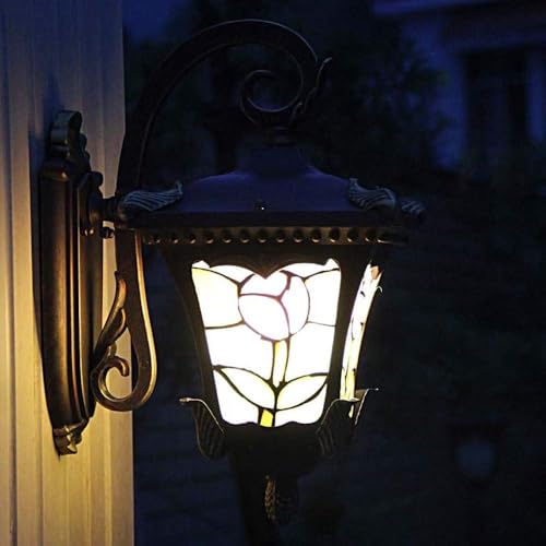 Lampe murale extérieure en vitrail méditerranéen et lanterne à suspension - 3