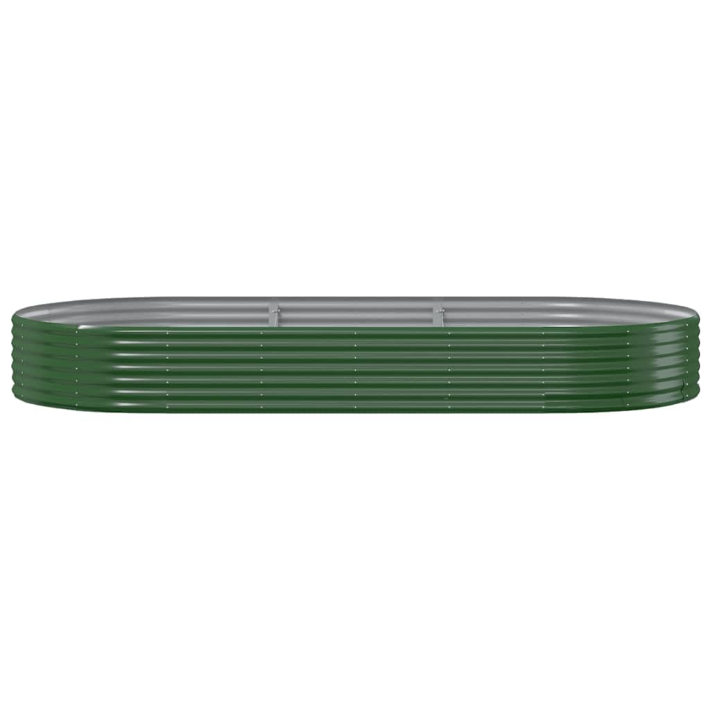 Jardinera ovalada de acero galvanizado verde 296 x 140 x 36 cm para jardín, balcón, terraza, resistente a las heladas con almacenamiento de agua, caja grande para hierbas, verduras y macetas