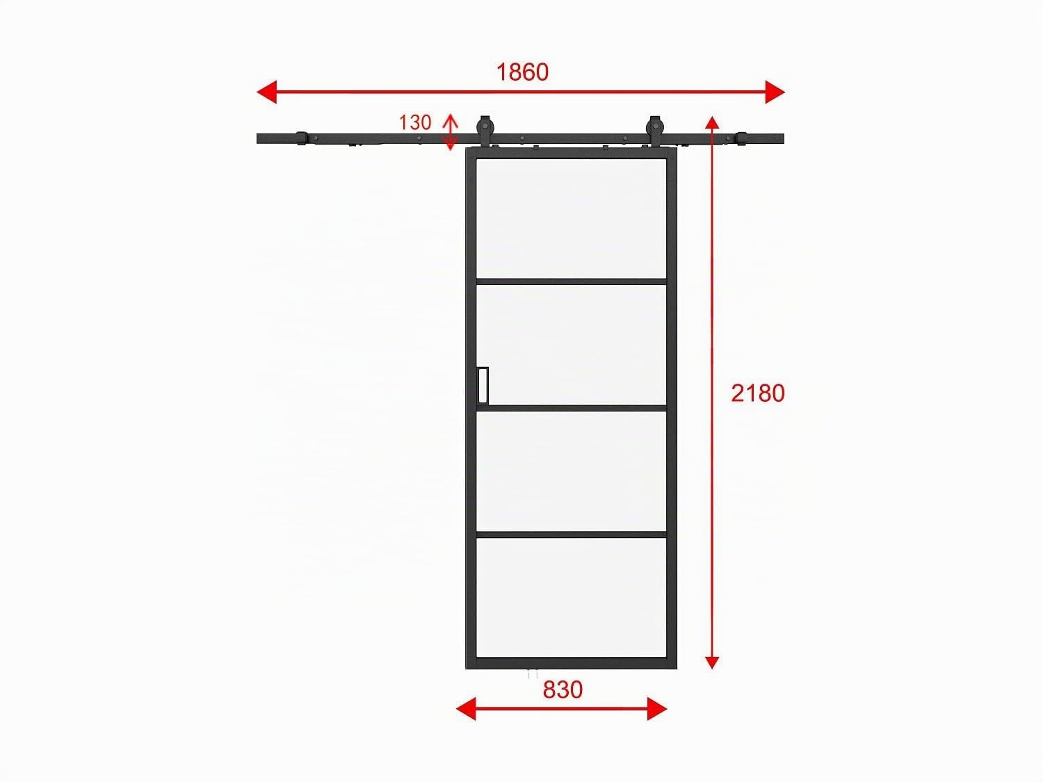 Vente-unique - Porte coulissante avec systéme en applique - aluminium et verre trempé transparent - H205 x L83 cm - SINCA II